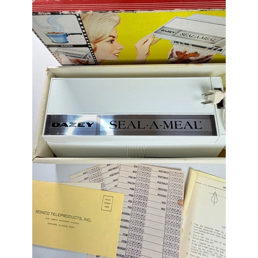 Vintage Dazey Seal A Meal Food Sealer Original Box Instructions 1970s WORKS